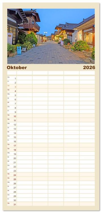 Produktbild: Familienplaner 2026 - Zauberhaftes S&uuml;dkorea Landschaften, St&auml;dte und Kultur mit 5 Spalten (Wandkalender, 21 x 45 cm) CALVENDO