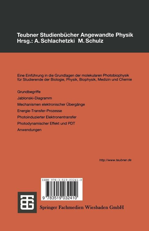 Produktbild: Einf&uuml;hrung in die molekulare Photobiophysik