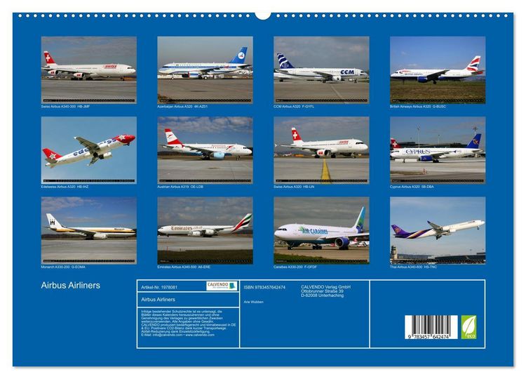 Produktbild: Airbus Airliners (Wandkalender 2026 DIN A2 quer), CALVENDO Monatskalender