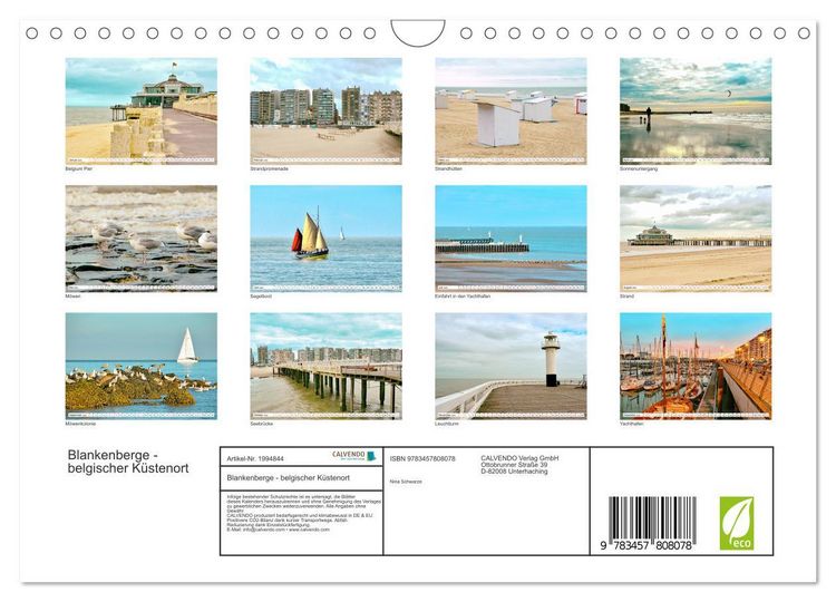 Produktbild: Blankenberge - belgischer K&uuml;stenort (Wandkalender 2026 DIN A4 quer), CALVENDO Monatskalender