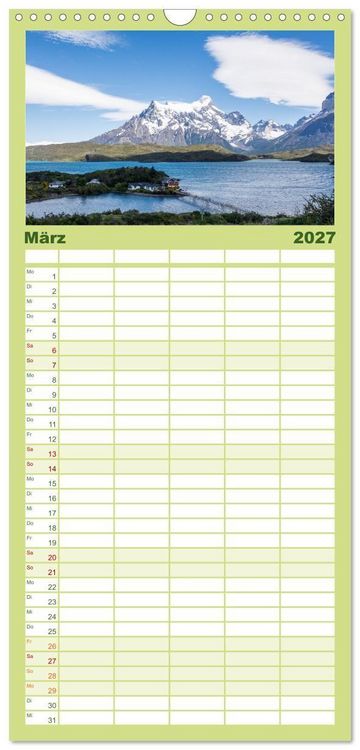 Produktbild: Familienplaner 2027 - Chile - Facetten landschaftlicher Vielfalt mit 5 Spalten (Wandkalender, 21 x 45 cm) CALVENDO