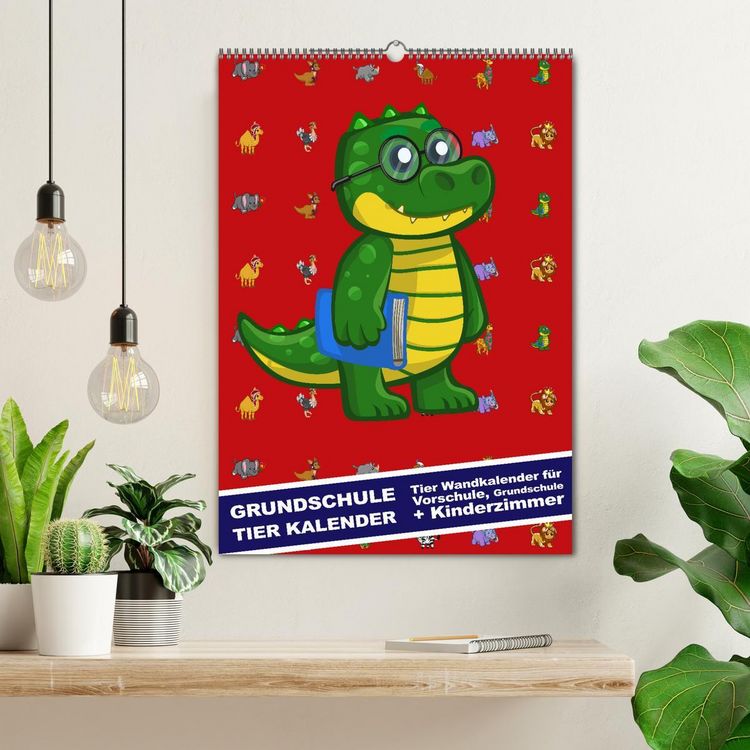Produktbild: Grundschule Tier Kalender - Tier Wandkalender f&uuml;r Vorschule, Grundschule und Kinderzimmer (Wandkalender 2026 DIN A2 hoch), CALVENDO Monatskalender