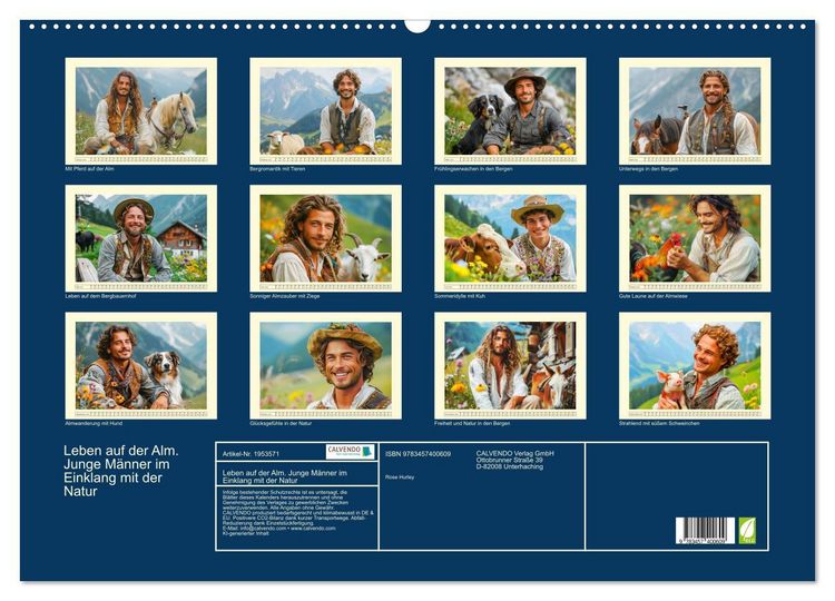 Produktbild: Leben auf der Alm. Junge M&auml;nner im Einklang mit der Natur (Wandkalender 2026 DIN A2 quer), CALVENDO Monatskalender