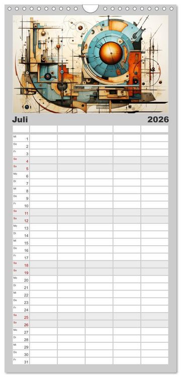 Produktbild: Familienplaner 2026 - Art Deco. Kubismus und surreal inspirierte Collagen mit 5 Spalten (Wandkalender, 21 x 45 cm) CALVENDO