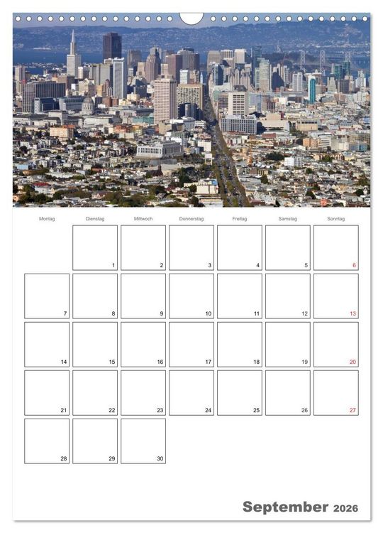 Produktbild: SAN FRANCISCO Terminplaner (Wandkalender 2026 DIN A3 hoch), CALVENDO Monatskalender
