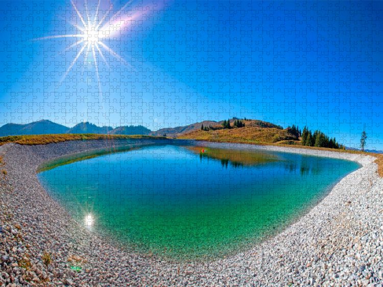 Produktbild: CALVENDO Puzzle Der Speichersee in M&uuml;hlbach am Hochk&ouml;nig | 1000 Teile Lege-Gr&ouml;&szlig;e 64x48cm Foto-Puzzle f&uuml;r gl&uuml;ckliche Stunden