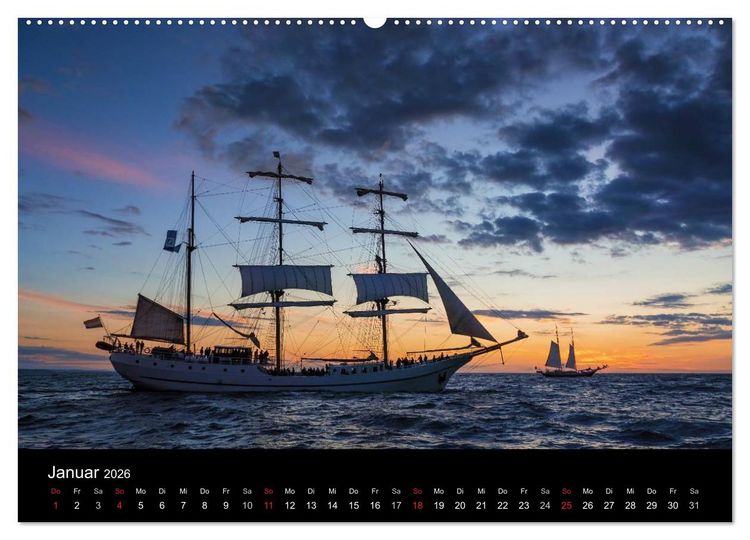 Produktbild: Windjammer auf der Ostsee im Abendlicht (Wandkalender 2026 DIN A2 quer), CALVENDO Monatskalender