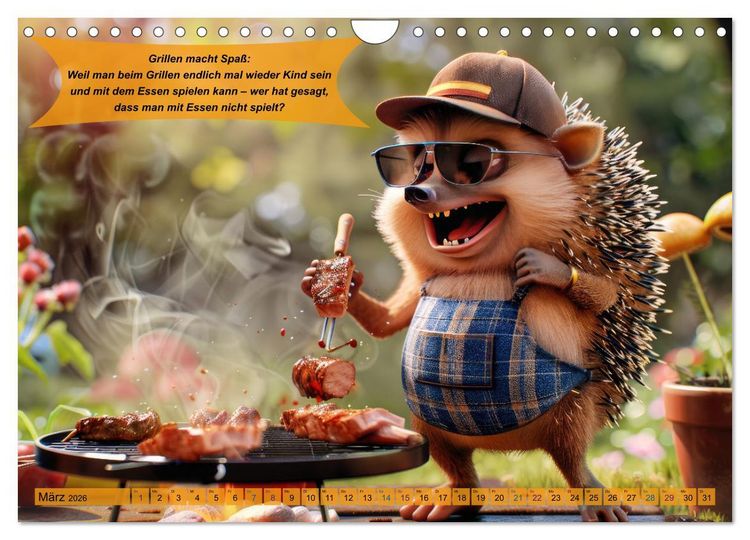 Produktbild: Tierisch lustige Grillmeister (Wandkalender 2026 DIN A4 quer), CALVENDO Monatskalender