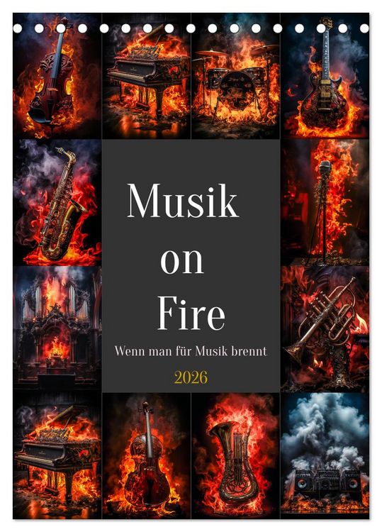 Produktbild: Musik on Fire (Tischkalender 2026 DIN A5 hoch), CALVENDO Monatskalender