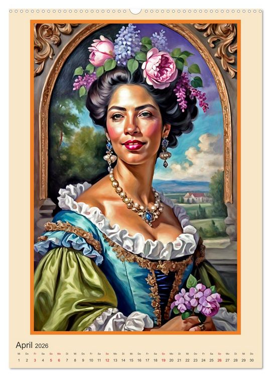 Produktbild: Portr&auml;tgalerie, Frauen in Barockkost&uuml;men (Wandkalender 2026 DIN A2 hoch), CALVENDO Monatskalender