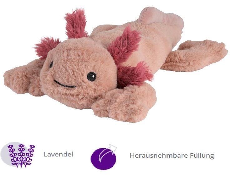 Produktbild: Warmies 15141 - MINIS Axolotl, W&auml;rmestofftier mit herausnehmbarer Hirsekorn-Lavendelf&uuml;llung