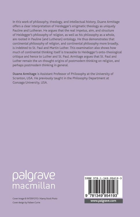 Produktbild: Heidegger&rsquo;s Pauline and Lutheran Roots