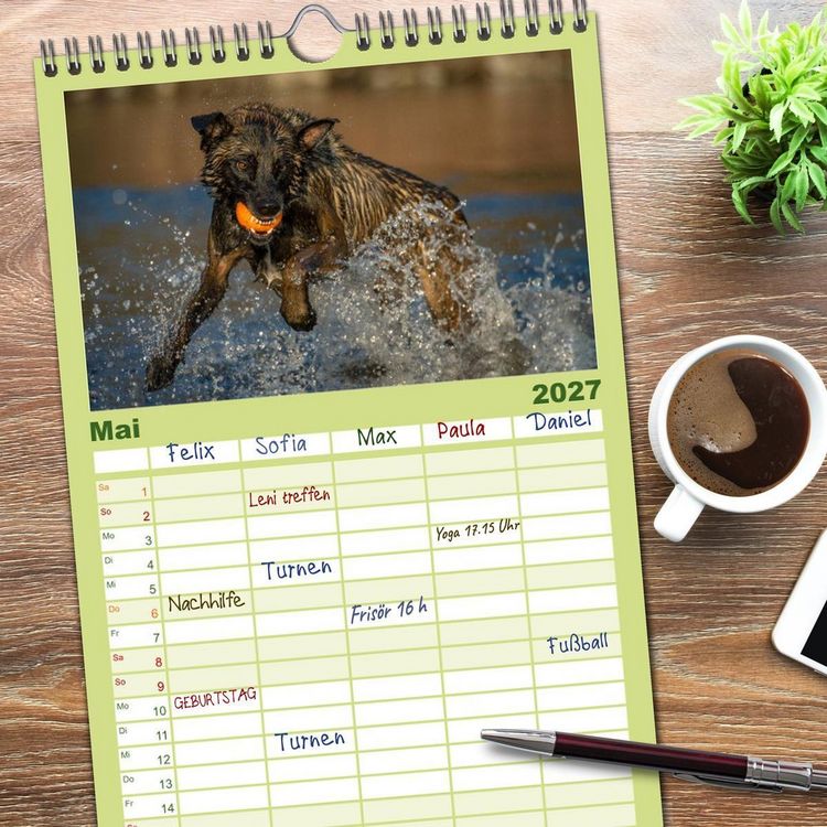 Produktbild: Familienplaner 2027 - Belgischer Sch&auml;ferhund - Der Malinois in Action mit 5 Spalten (Wandkalender, 21 x 45 cm) CALVENDO
