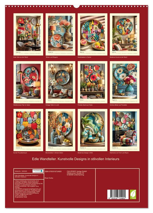 Produktbild: Edle Wandteller. Kunstvolle Designs in stilvollen Interieurs (hochwertiger Premium Wandkalender 2026 DIN A2 hoch), Kunstdruck in Hochglanz