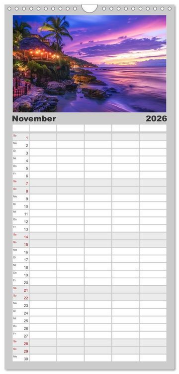 Produktbild: Familienplaner 2026 - Traumhafte Str&auml;nde mit 5 Spalten (Wandkalender, 21 x 45 cm) CALVENDO