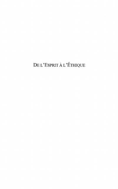 Produktbild: De L'esprit a L'ethique