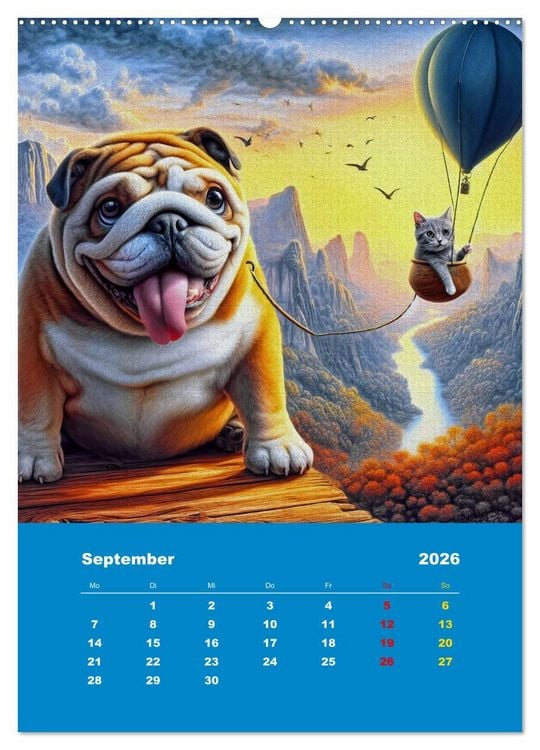 Produktbild: Abenteuer mit Micki und Bullig! (Wandkalender 2026 DIN A2 hoch), CALVENDO Monatskalender