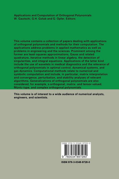 Produktbild: Applications and Computation of Orthogonal Polynomials