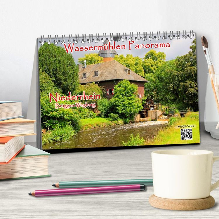 Produktbild: Wasserm&uuml;hlen Panorama Niederrhein Br&uuml;ggen-Wegberg (Tischkalender 2026 DIN A5 quer), CALVENDO Monatskalender