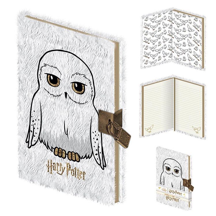 Produktbild: Harry Potter (Hedwig) abschlie&szlig;bares A5-Pl&uuml;sch-Notizbuch