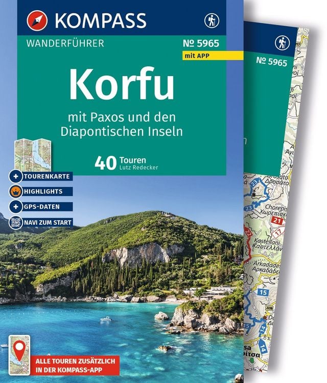 Produktbild: KOMPASS Wanderf&uuml;hrer Korfu mit Paxos und den Diapontischen Inseln, 40 Touren mit Extra-Tourenkarte