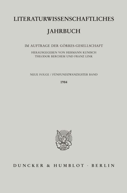 Produktbild: Literaturwissenschaftliches Jahrbuch.. Band 25/1984