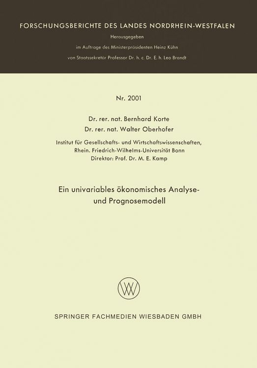 Produktbild: Ein univariables &ouml;konomisches Analyse- und Prognosemodell