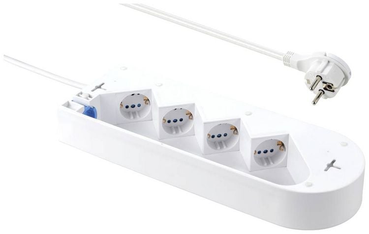 Produktbild: Sygonix SY-5228510 Steckdosenleiste mit Schalter 4fach Wei&szlig; Schutzkontakt 1St.
