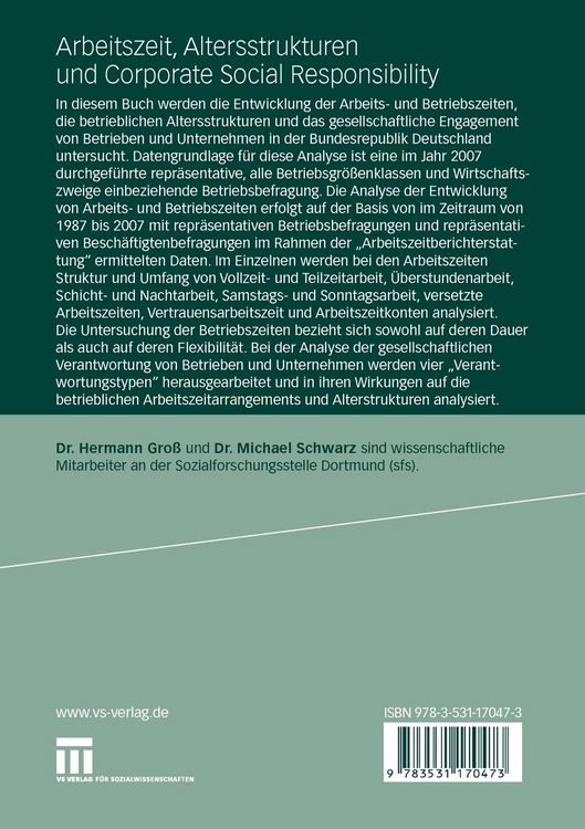 Produktbild: Arbeitszeit, Altersstrukturen und Corporate Social Responsibility