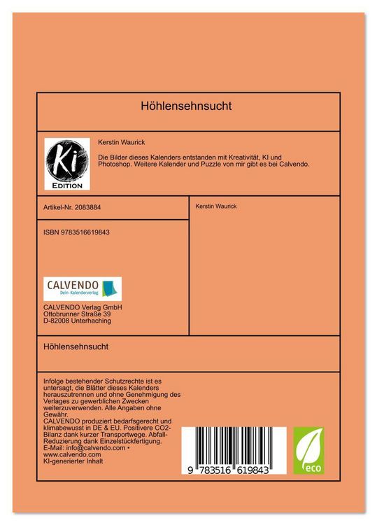 Produktbild: H&ouml;hlensehnsucht (Tischkalender 2026 DIN A5 hoch), CALVENDO Monatskalender