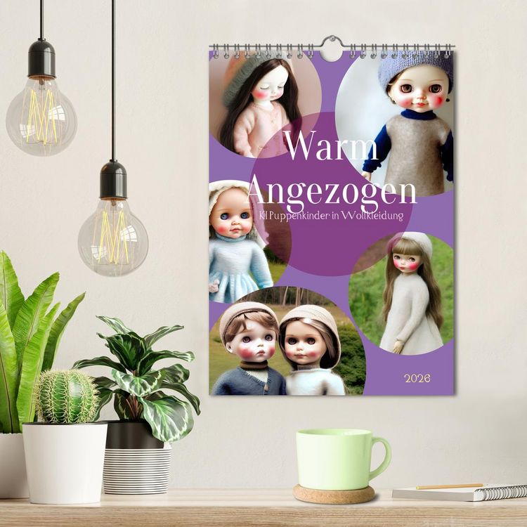 Produktbild: Warm angezogen KI Puppenkinder in Wollkleidung (Wandkalender 2026 DIN A4 hoch), CALVENDO Monatskalender