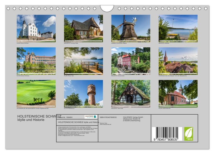 Produktbild: HOLSTEINISCHE SCHWEIZ Idylle und Historie (Wandkalender 2026 DIN A4 quer), CALVENDO Monatskalender