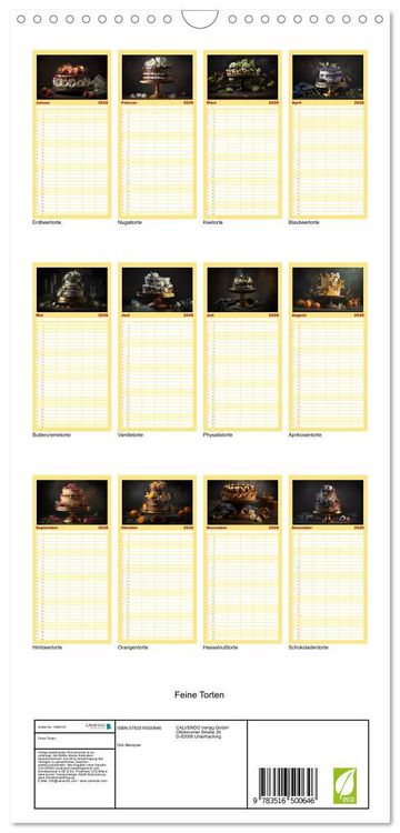 Produktbild: Familienplaner 2026 - Feine Torten mit 5 Spalten (Wandkalender, 21 x 45 cm) CALVENDO