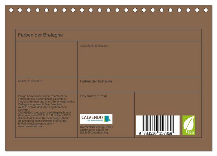 Produktbild: Farben der Bretagne (Tischkalender 2026 DIN A5 quer), CALVENDO Monatskalender