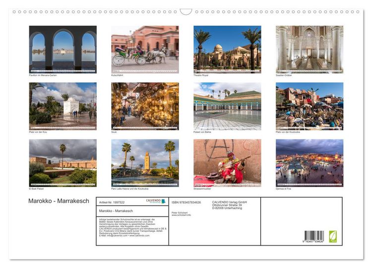 Produktbild: Marokko - Marrakesch (Wandkalender 2026 DIN A2 quer), CALVENDO Monatskalender