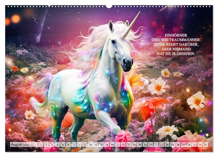 Produktbild: Einhorn und coole Spr&uuml;che (Wandkalender 2026 DIN A2 quer), CALVENDO Monatskalender