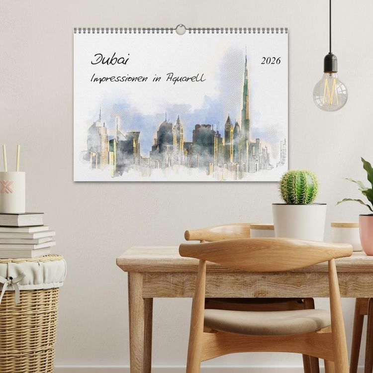 Produktbild: Dubai - Impressionen in Aquarell (Wandkalender 2026 DIN A3 quer), CALVENDO Monatskalender