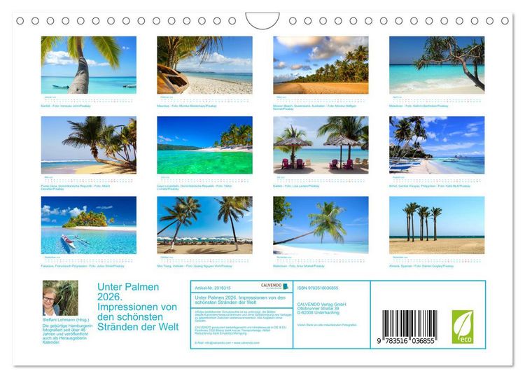 Produktbild: Unter Palmen 2026. Impressionen von den sch&ouml;nsten Str&auml;nden der Welt (Wandkalender 2026 DIN A4 quer), CALVENDO Monatskalender
