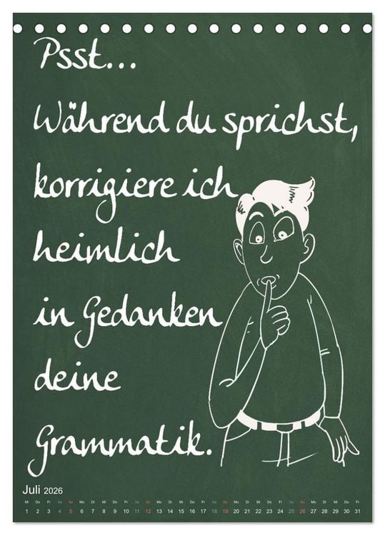 Produktbild: Coole Lehrerspr&uuml;che (Tischkalender 2026 DIN A5 hoch), CALVENDO Monatskalender