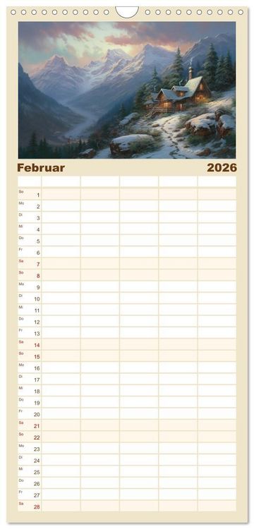 Produktbild: Familienplaner 2026 - Ein Haus in den Bergen mit 5 Spalten (Wandkalender, 21 x 45 cm) CALVENDO