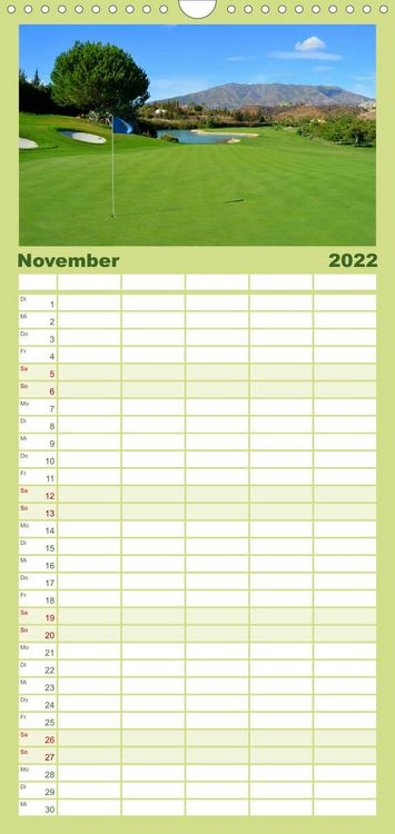 Produktbild: Familienplaner Passion Golf (Wandkalender 2022 , 21 cm x 45 cm, hoch)