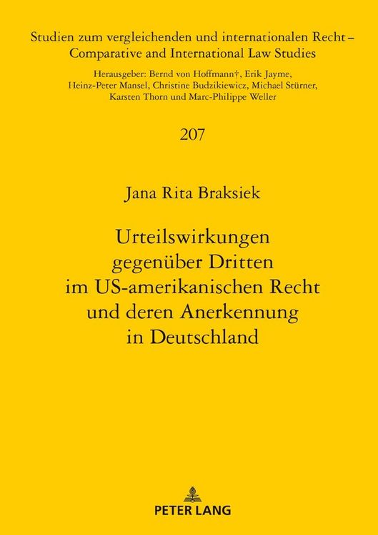 Produktbild: Urteilswirkungen gegen&uuml;ber Dritten im US-amerikanischen Recht und deren Anerkennung in Deutschland