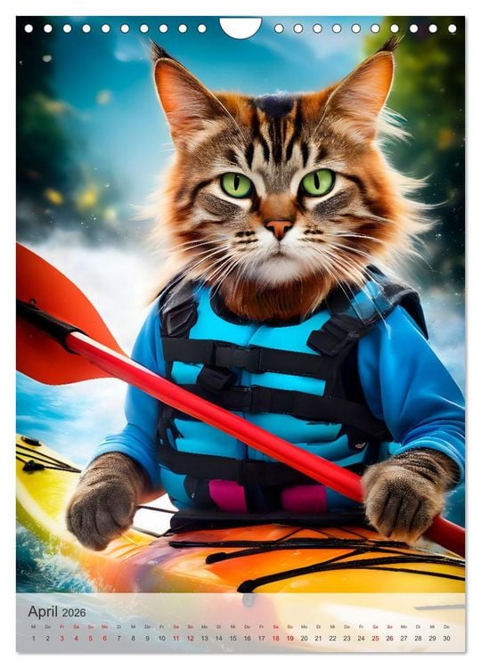 Produktbild: Outdoorsport f&uuml;r Katzen (Wandkalender 2026 DIN A4 hoch), CALVENDO Monatskalender