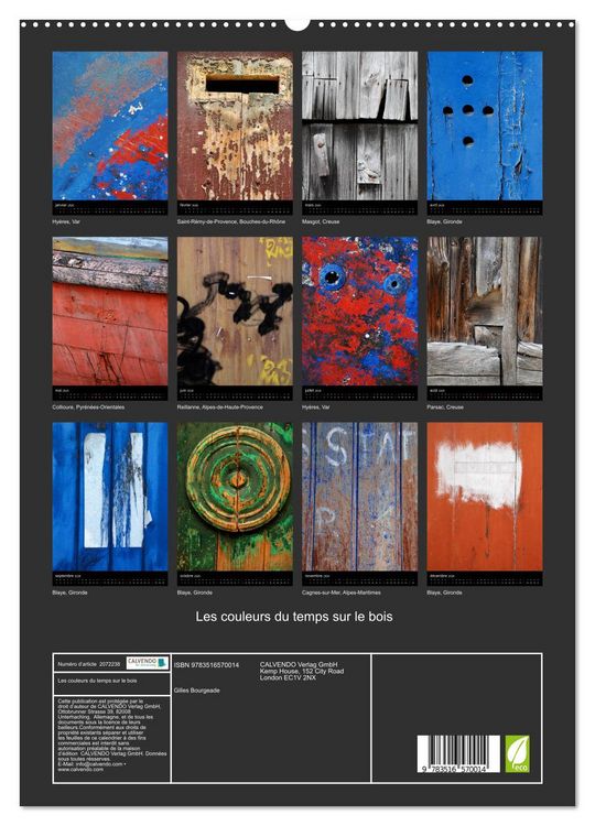Produktbild: Les couleurs du temps sur le bois (Calendrier mural 2026 DIN A2 horizontal) calendrier de bureau