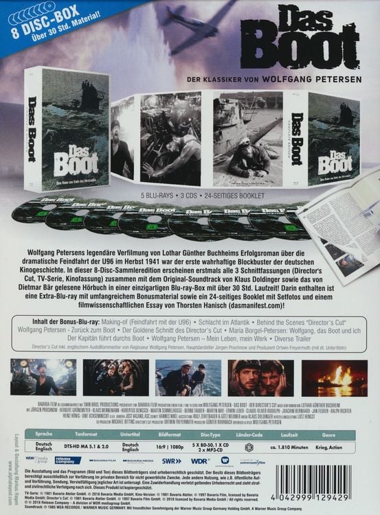 Produktbild: Das Boot - Complete Edition (+ Bonus-BR) (+ CD-Soundtrack) (2 H&ouml;rb&uuml;cher) [4 BRs]