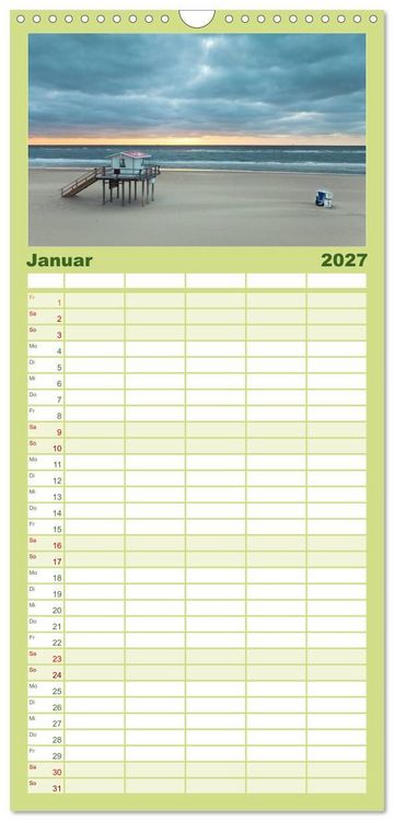 Produktbild: Familienplaner 2027 - SYLT hinter den D&uuml;nen mit 5 Spalten (Wandkalender, 21 x 45 cm) CALVENDO