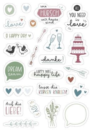 Produktbild: Brunnen Sticker-Set Hochzeit