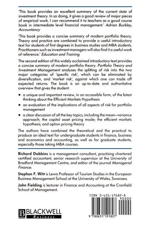 Produktbild: Portfolio Theory and Investment Management