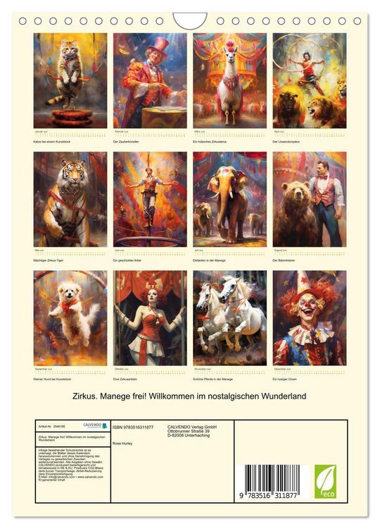 Produktbild: Zirkus. Manege frei! Willkommen im nostalgischen Wunderland (Wandkalender 2026 DIN A4 hoch), CALVENDO Monatskalender