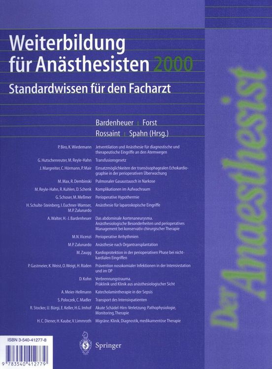 Produktbild: Weiterbildung f&uuml;r An&auml;sthesisten 2000